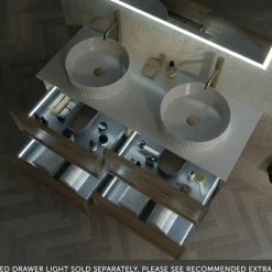 Aura 1200mm Wall Mounted Natural Oak Vanity Unit & Sintered Stone Countertop