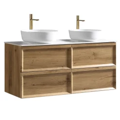 Aura 1200mm Wall Mounted Natural Oak Vanity Unit & Sintered Stone Countertop