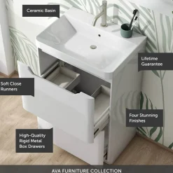 Ava 800mm Floorstanding Vanity Unit & Basin