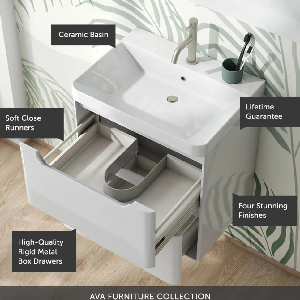 Ava 500mm Wall Hung Vanity Unit & Basin