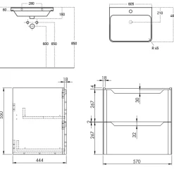 Ava 600mm Wall Hung Vanity Unit & Basin