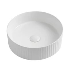Billy Fluted Gloss White Round Countertop Basin - 360mm