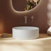 Billy Fluted Matt White Round Countertop Basin - 360mm