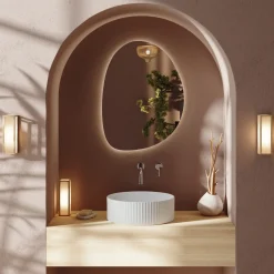 Billy Fluted Matt White Round Countertop Basin - 360mm
