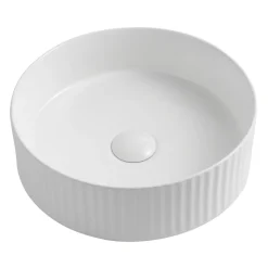 Billy Fluted Matt White Round Countertop Basin - 360mm