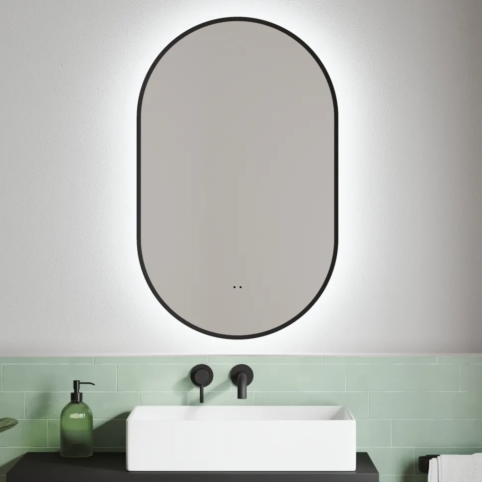 Billy LED Illuminated Oval Framed Mirror with Demister Pad & Colour Change Lights - 500 x 800mm