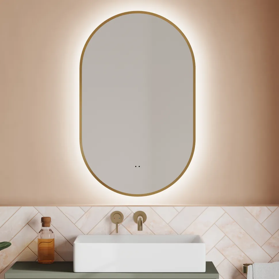 Billy LED Illuminated Oval Framed Mirror with Demister Pad & Colour Change Lights - 500 x 800mm