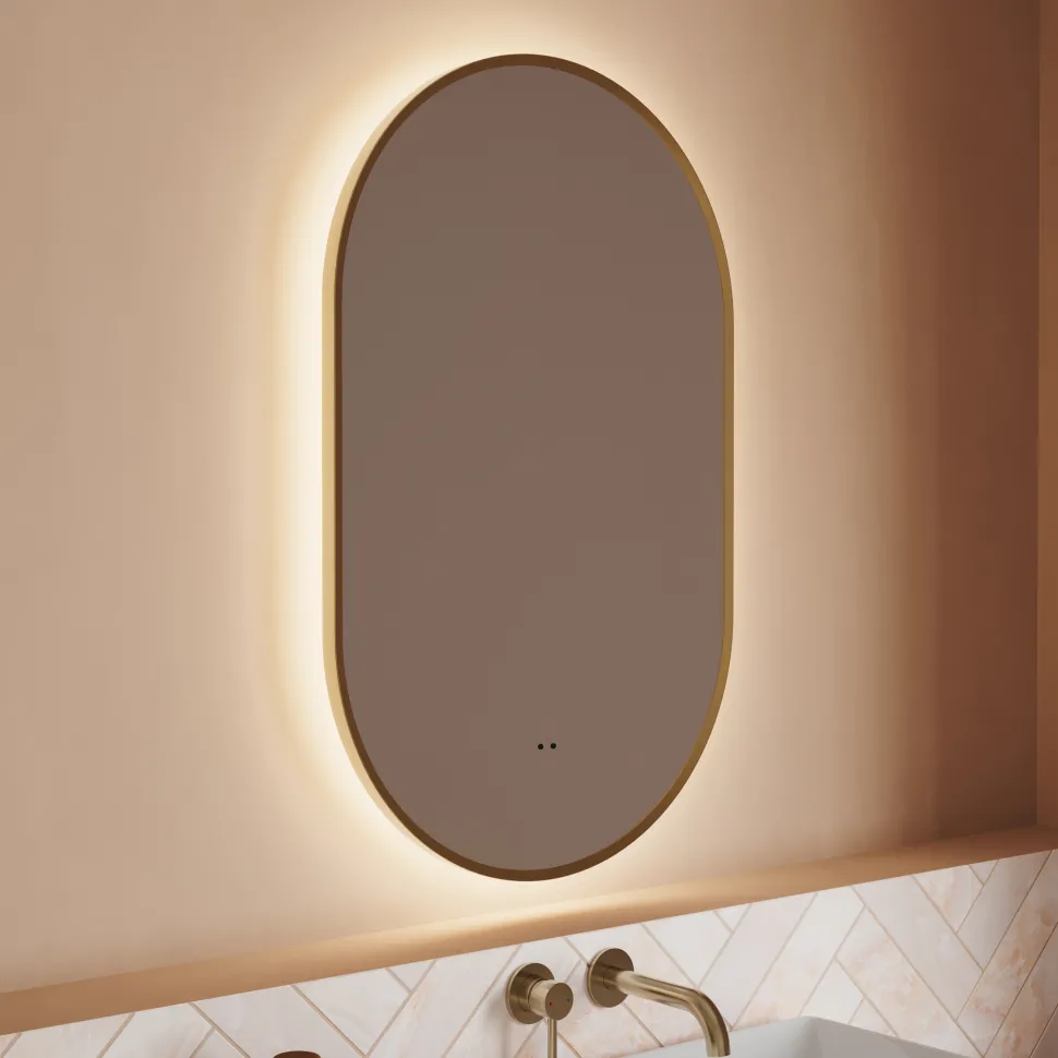 Billy LED Illuminated Oval Framed Mirror with Demister Pad & Colour Change Lights - 500 x 800mm