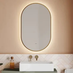 Billy LED Illuminated Oval Framed Mirror with Demister Pad & Colour Change Lights - 500 x 800mm