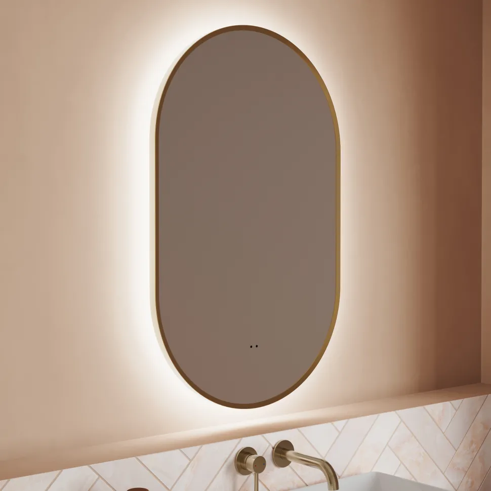 Billy LED Illuminated Oval Framed Mirror with Demister Pad & Colour Change Lights - 500 x 800mm