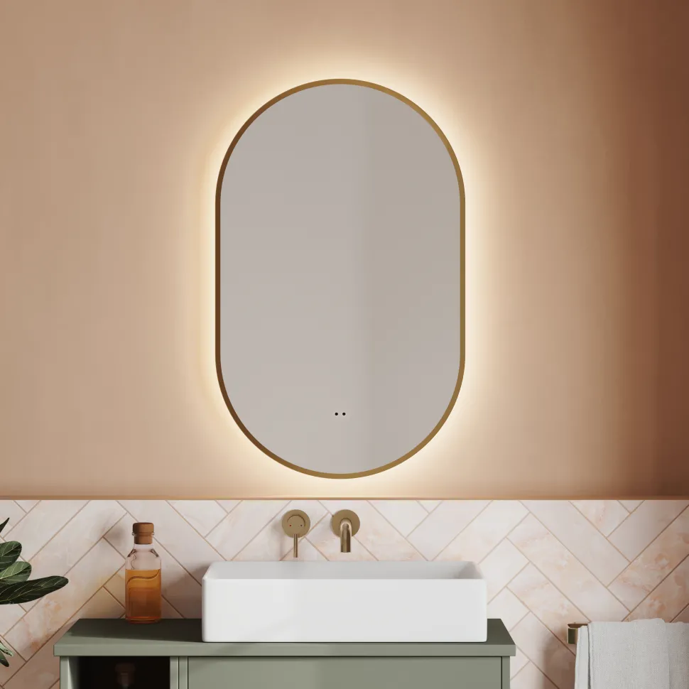 Billy LED Illuminated Oval Framed Mirror with Demister Pad & Colour Change Lights - 500 x 800mm