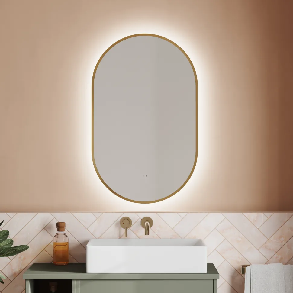 Billy LED Illuminated Oval Framed Mirror with Demister Pad & Colour Change Lights - 500 x 800mm