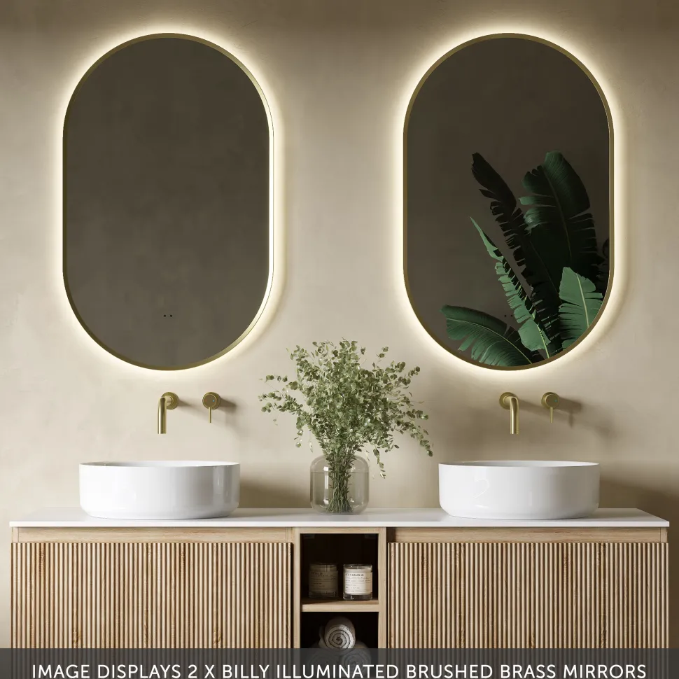 Billy LED Illuminated Oval Framed Mirror with Demister Pad & Colour Change Lights - 500 x 800mm