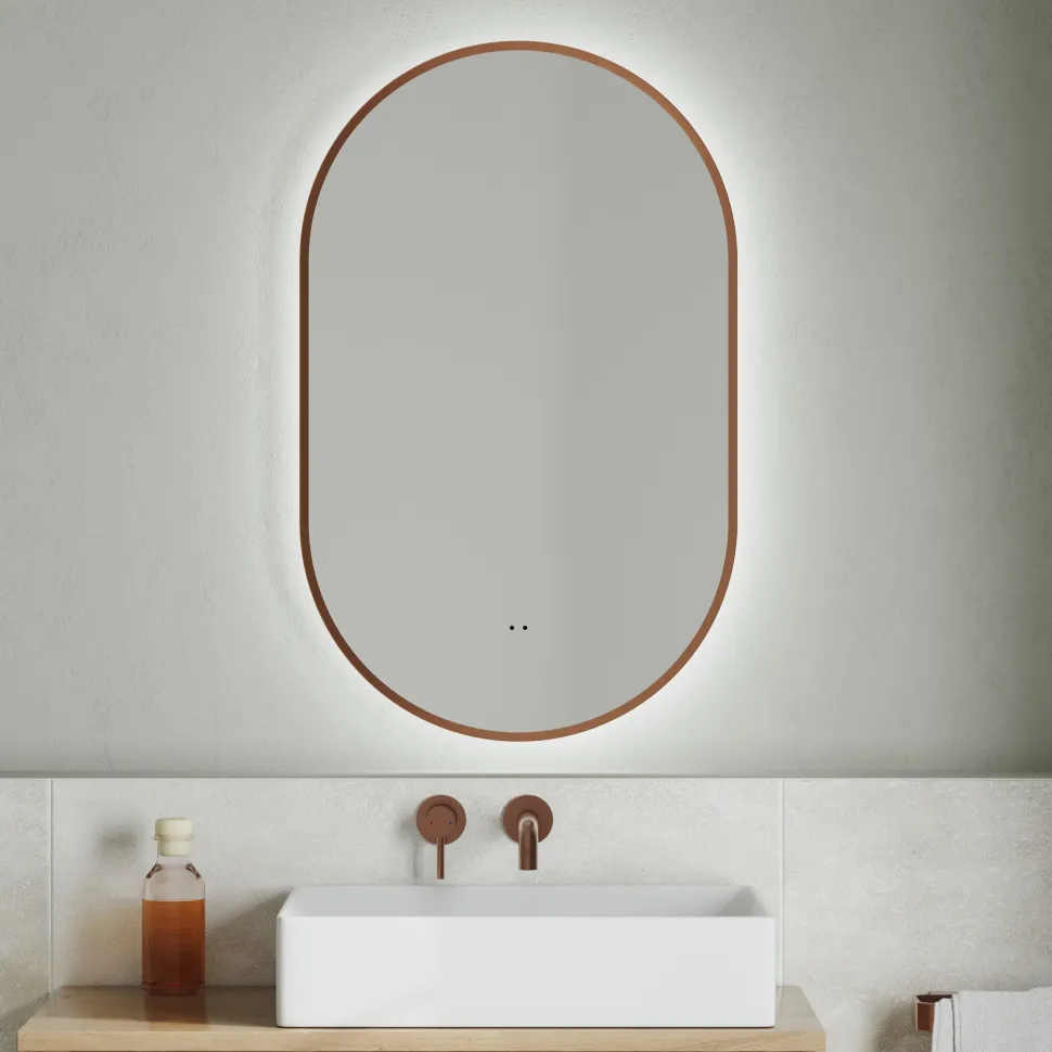 Billy LED Illuminated Oval Framed Mirror with Demister Pad & Colour Change Lights - 500 x 800mm