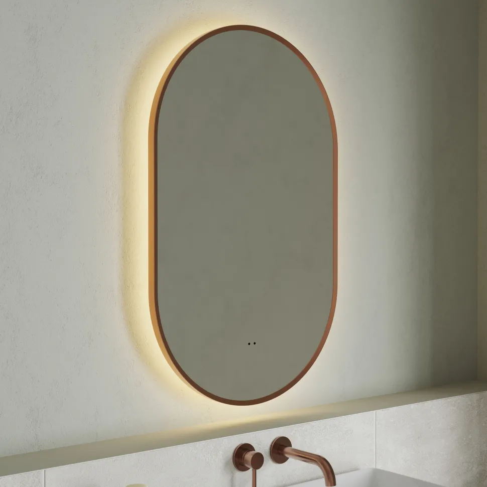 Billy LED Illuminated Oval Framed Mirror with Demister Pad & Colour Change Lights - 500 x 800mm