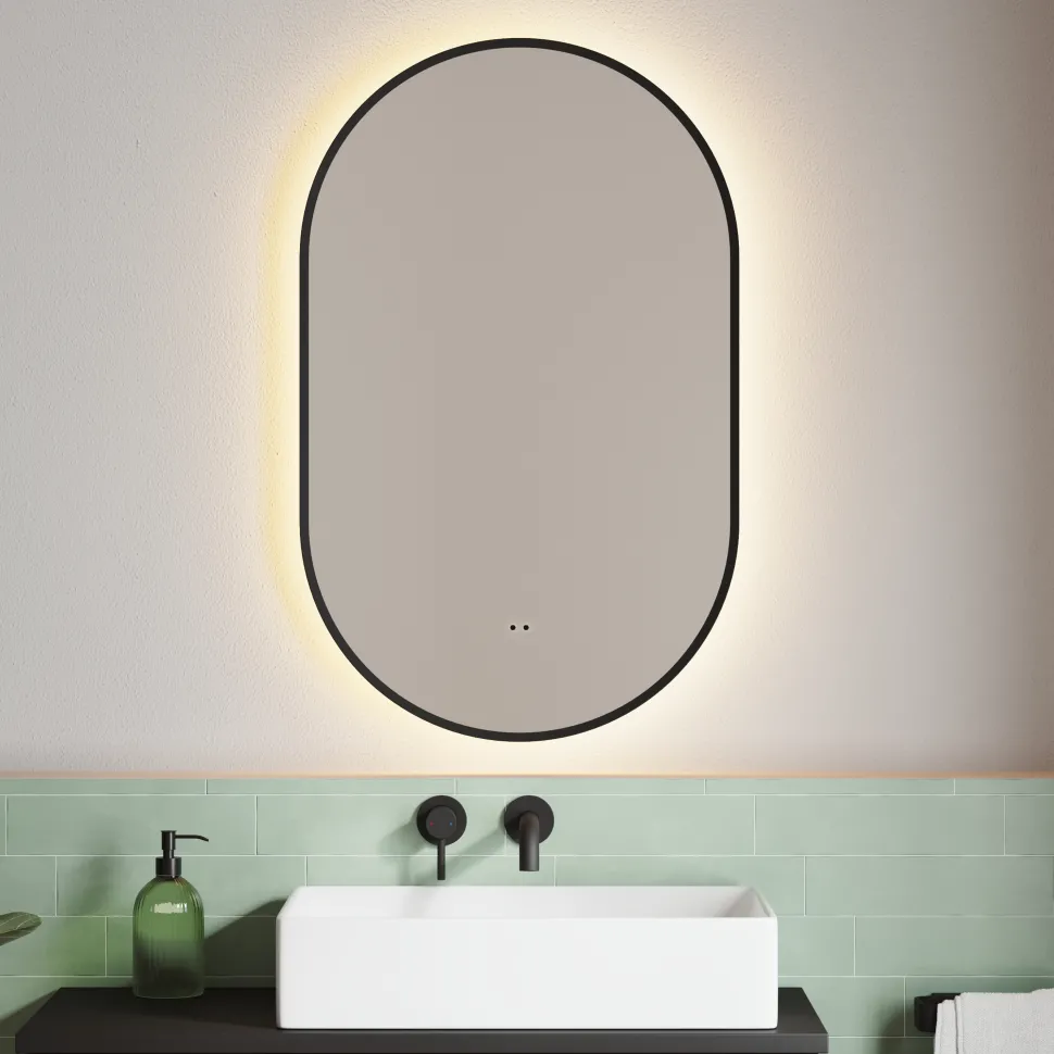 Billy LED Illuminated Oval Framed Mirror with Demister Pad & Colour Change Lights - 500 x 800mm
