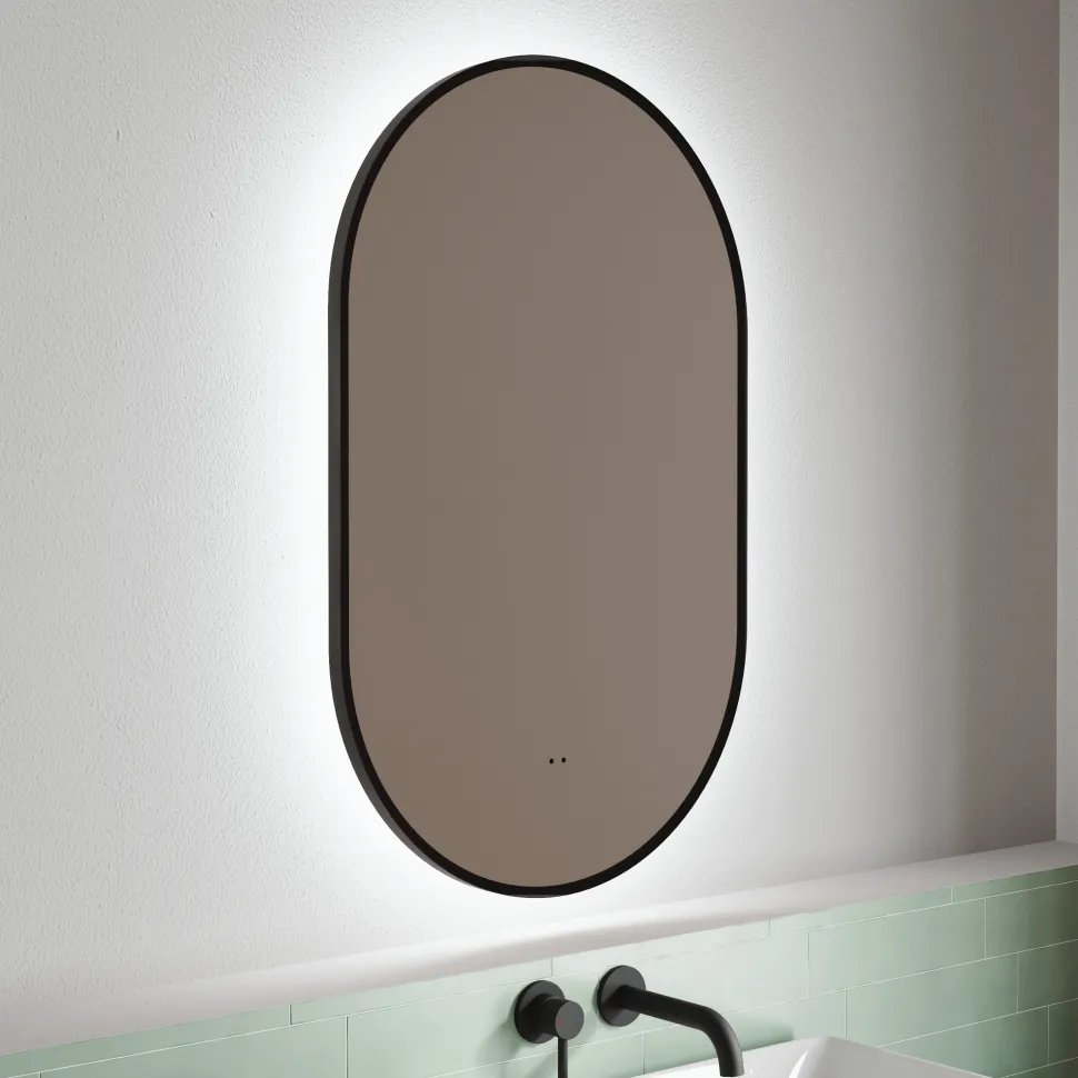 Billy LED Illuminated Oval Framed Mirror with Demister Pad & Colour Change Lights - 500 x 800mm
