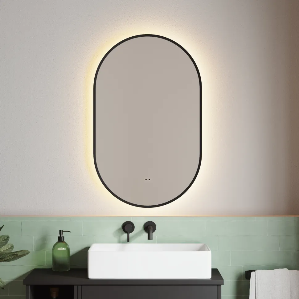 Billy LED Illuminated Oval Framed Mirror with Demister Pad & Colour Change Lights - 500 x 800mm