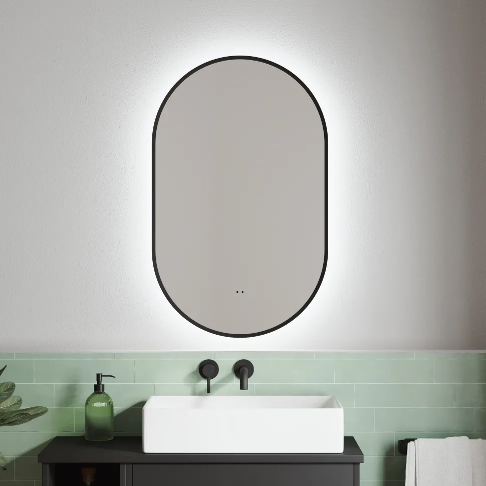 Billy LED Illuminated Oval Framed Mirror with Demister Pad & Colour Change Lights - 500 x 800mm