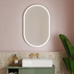 Billy LED Illuminated Oval Mirror with Demister Pad & Colour Change Lights - 500 x 800mm