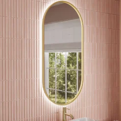 Billy LED Oval Framed Mirror with Demister Pad & Colour Change Lights - 500 x 1000mm