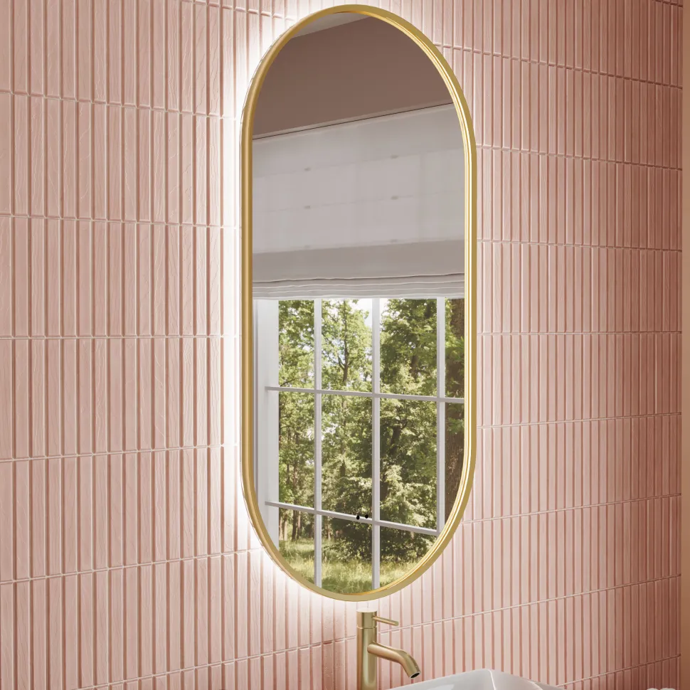Billy LED Oval Framed Mirror with Demister Pad & Colour Change Lights - 500 x 1000mm