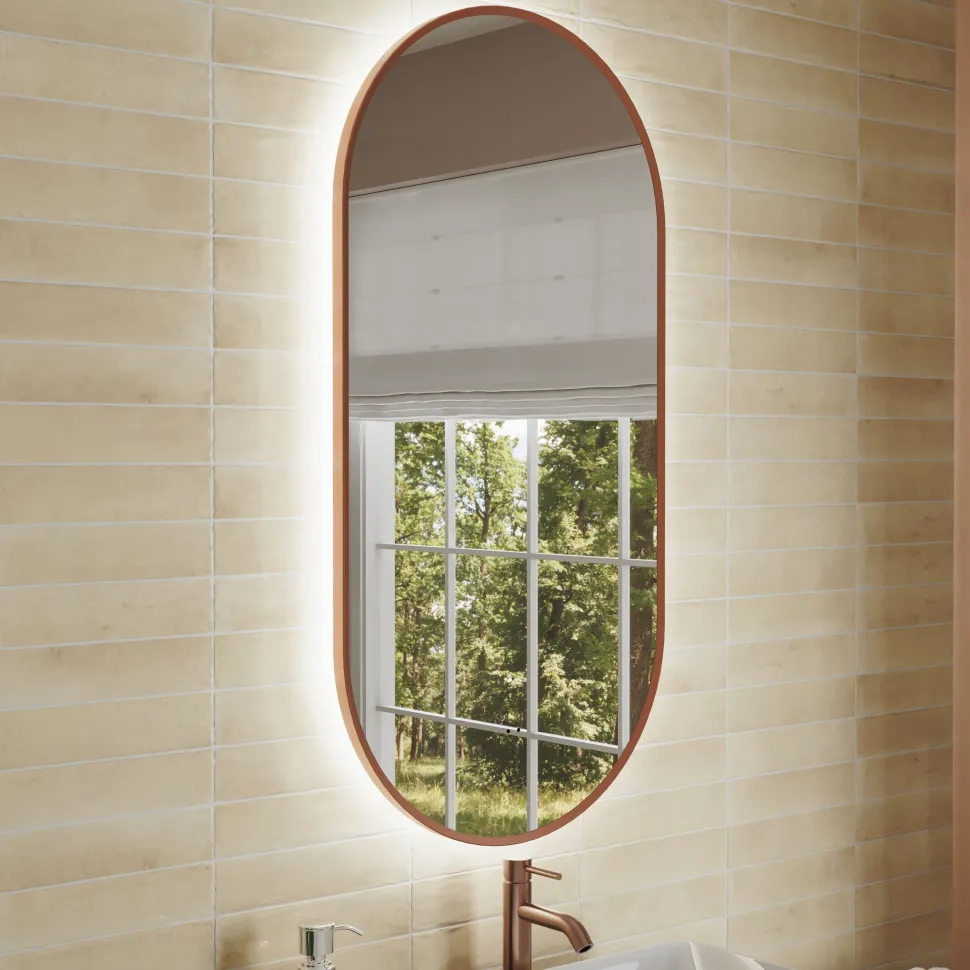 Billy LED Oval Framed Mirror with Demister Pad & Colour Change Lights - 500 x 1000mm