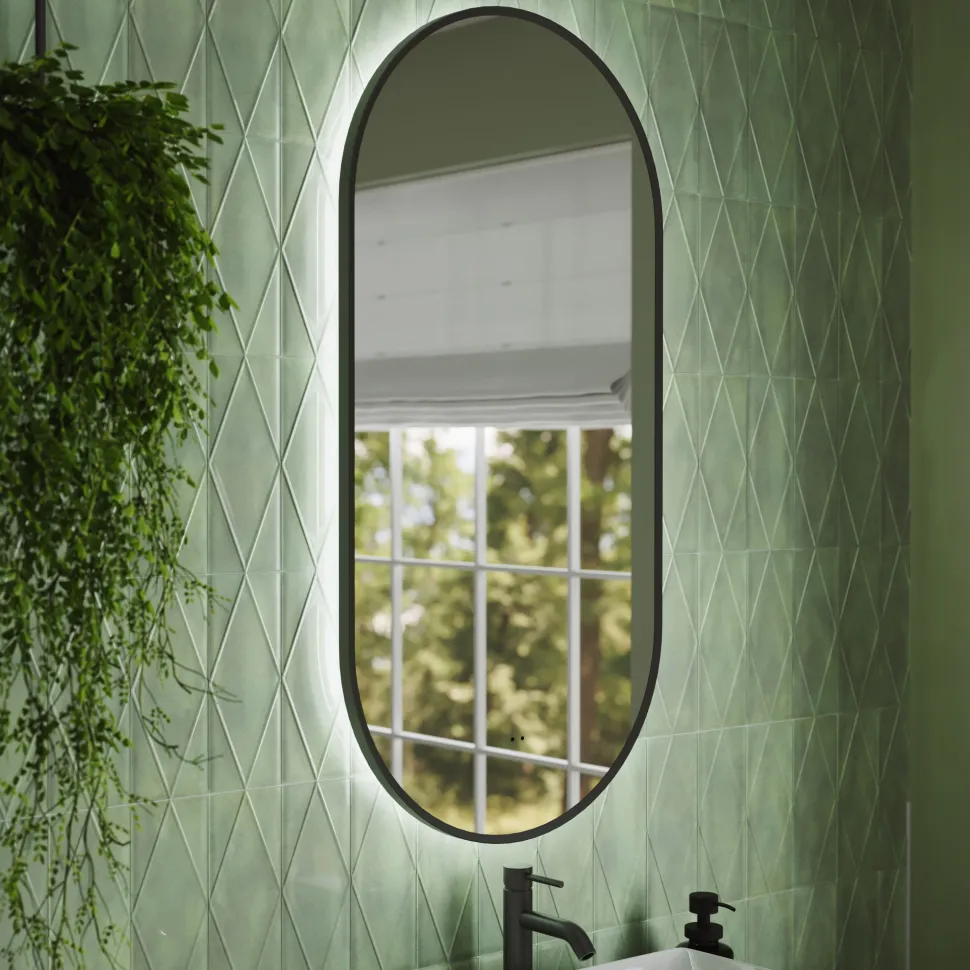 Billy LED Oval Framed Mirror with Demister Pad & Colour Change Lights - 500 x 1000mm