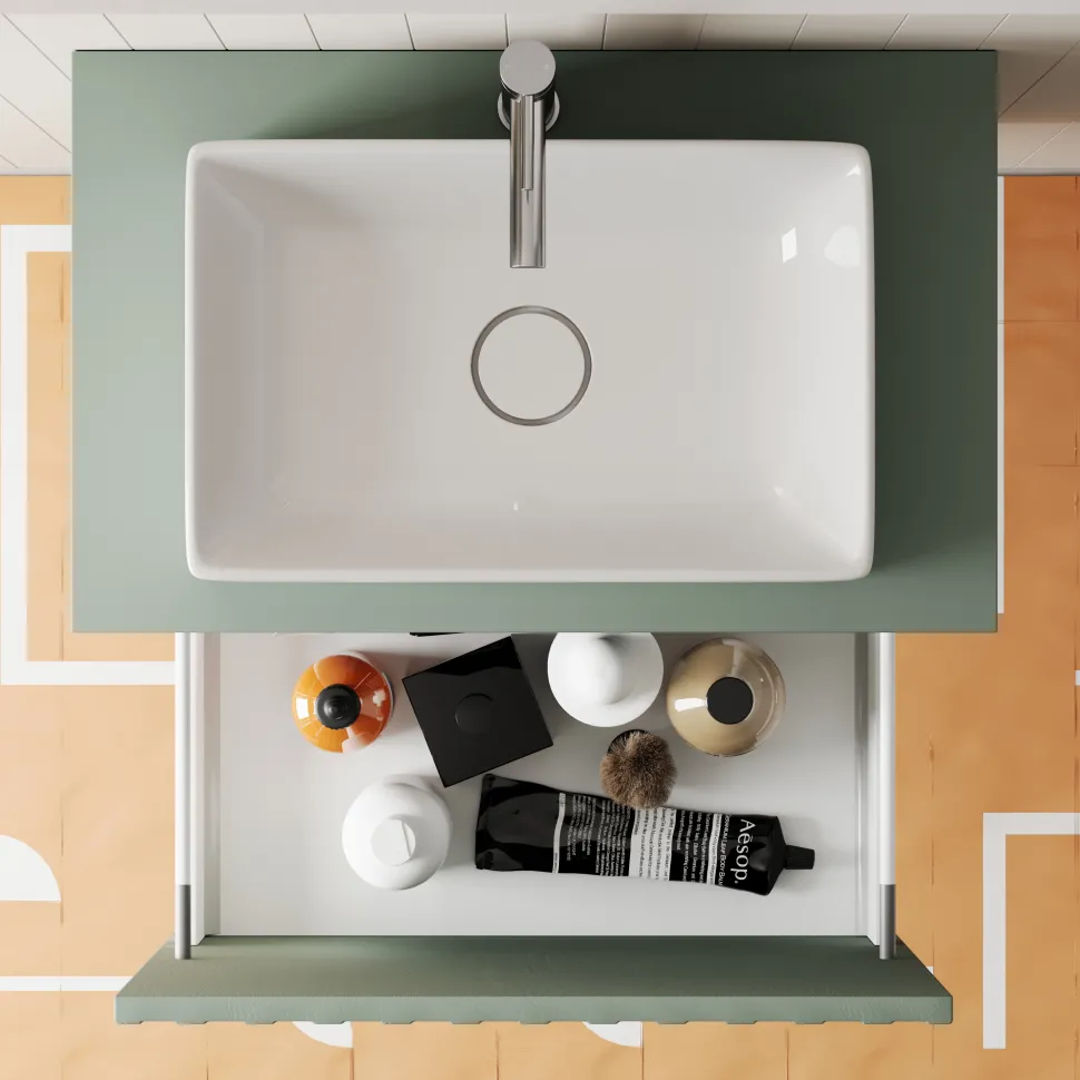 Billy 600mm Wall Hung Vanity Unit with Fluted Drawer Front & Countertop