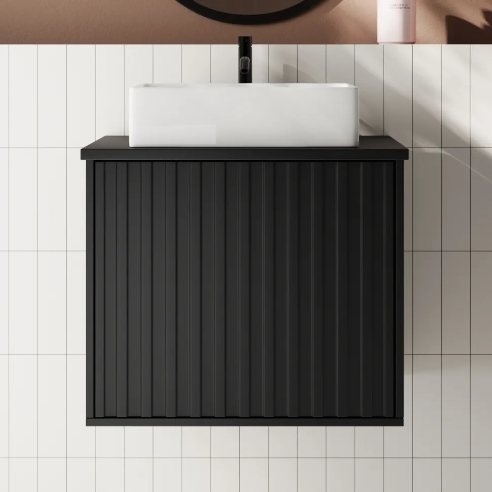 Billy 600mm Wall Hung Vanity Unit with Fluted Drawer Front & Countertop