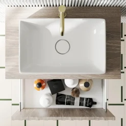 Billy 600mm Wall Hung Vanity Unit with Fluted Drawer Front & Countertop