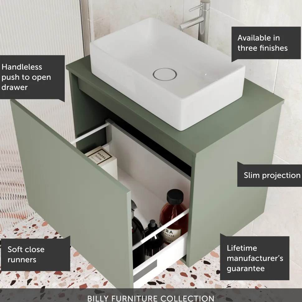 Billy 600mm Wall Hung Vanity Unit & Countertop