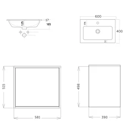 Billy 600mm Wall Hung Vanity Unit & Basin