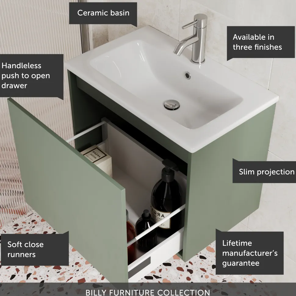 Billy 600mm Wall Hung Vanity Unit & Basin