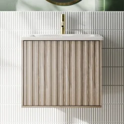 Billy 600mm Wall Hung Vanity Unit with Fluted Drawer Front & Basin