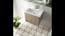 Billy 600mm Wall Hung Vanity Unit with Fluted Drawer Front & Basin