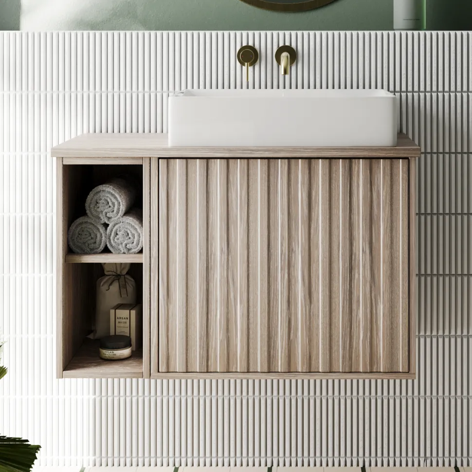 Billy 800mm Wall Hung Vanity Unit with Fluted Drawer Front & Countertop