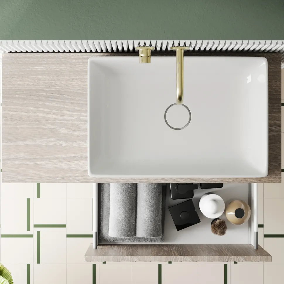 Billy 800mm Wall Hung Vanity Unit with Fluted Drawer Front & Countertop