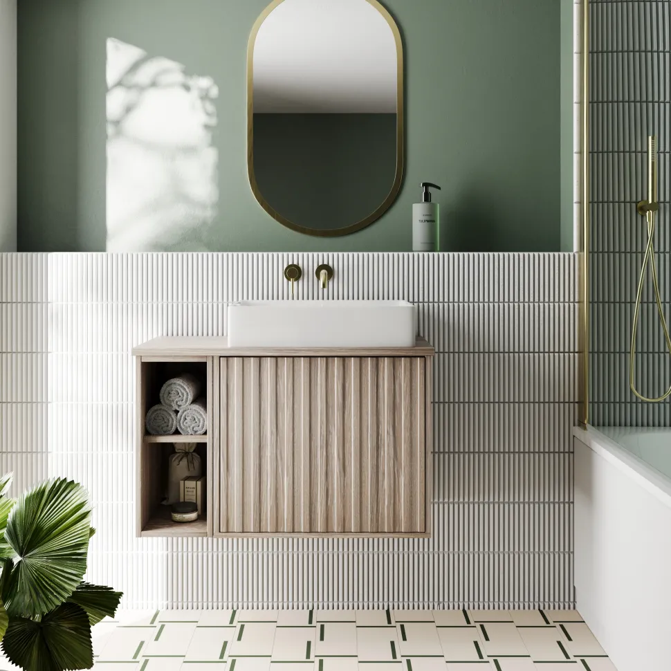 Billy 800mm Wall Hung Vanity Unit with Fluted Drawer Front & Countertop