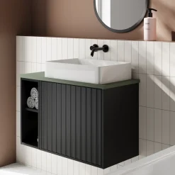 Billy 800mm Wall Hung Vanity Unit with Fluted Drawer Front & Countertop