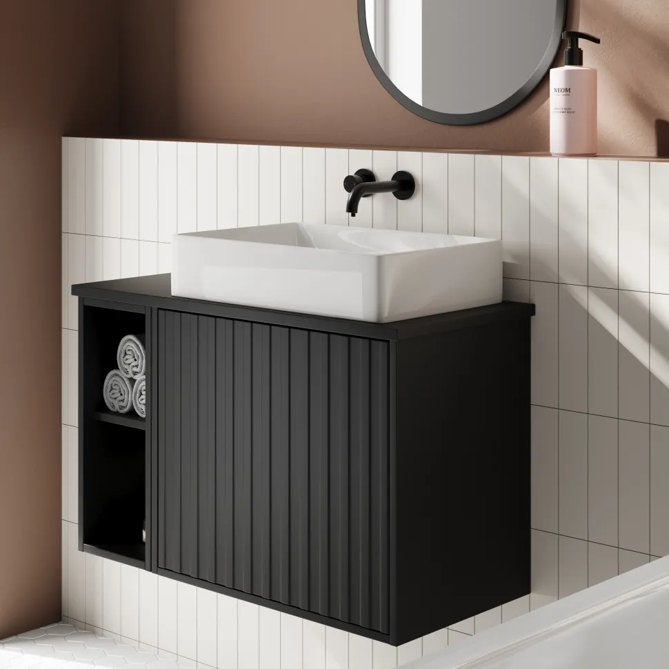 Billy 800mm Wall Hung Vanity Unit with Fluted Drawer Front & Countertop
