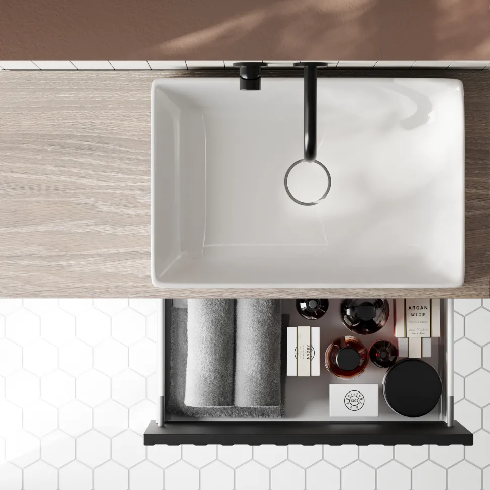 Billy 800mm Wall Hung Vanity Unit with Fluted Drawer Front & Countertop