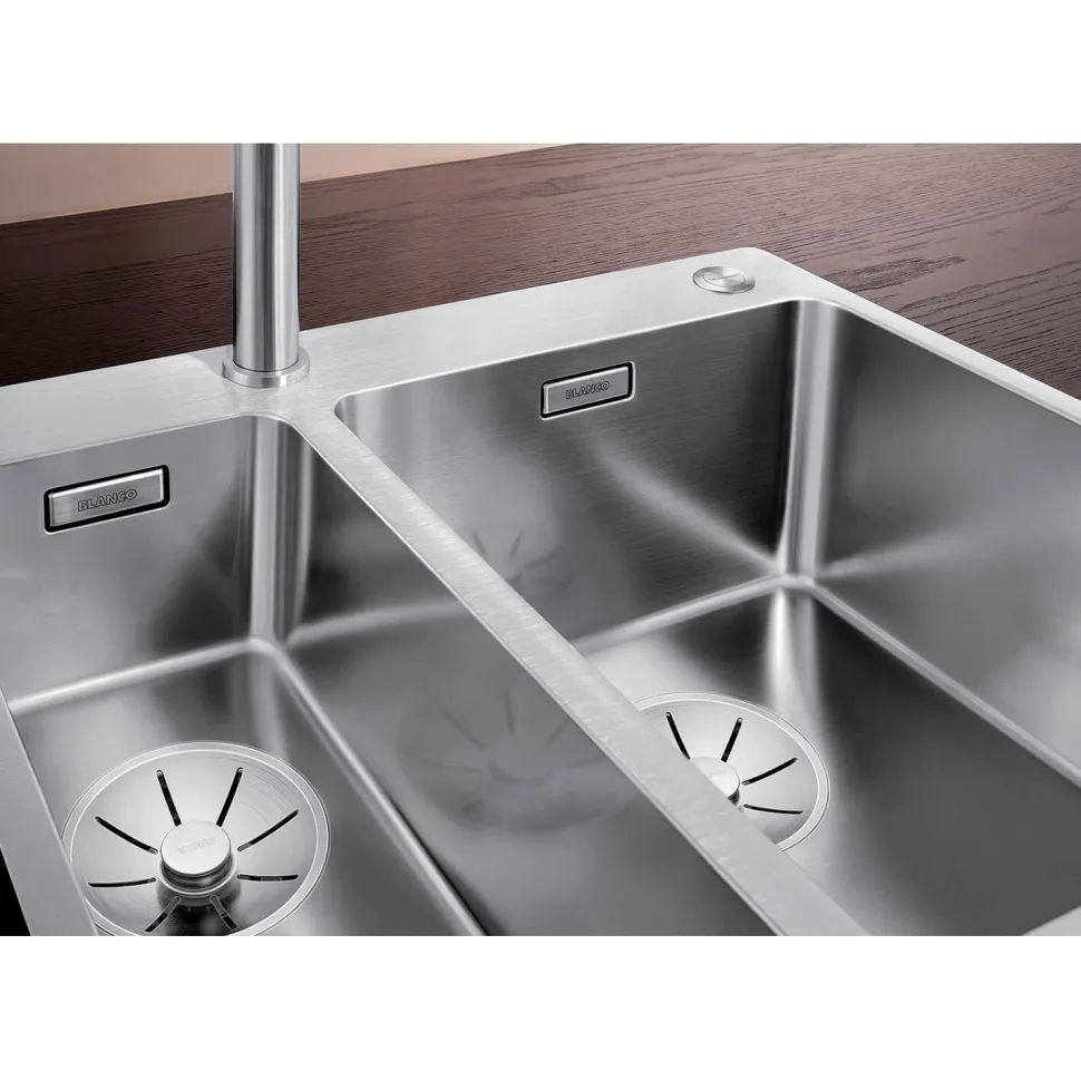 Blanco Andano 1.5 Bowl Inset Satin Polish Stainless Steel Kitchen Sink & Waste with Right Hand Main Bowl - 585 x 500mm