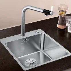 Blanco Andano Compact 1 Bowl Inset Satin Polish Stainless Steel Kitchen Sink & Waste - 440 x 500mm