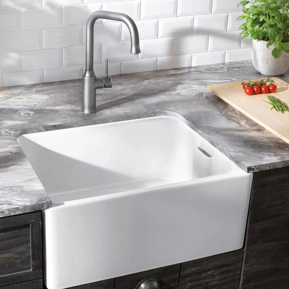 Blanco Belfast Crystal Gloss White Ceramic Kitchen Sink & Waste - 595 x 455mm