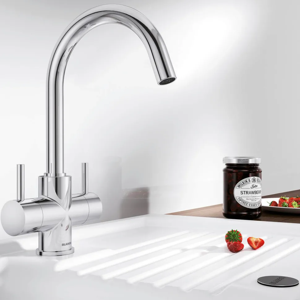 Blanco Camia WRAS Approved Twin Lever Mono Kitchen Mixer Tap - Chrome
