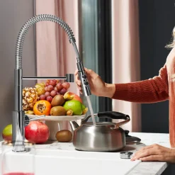 Blanco Catris-S Semi-Professional Chrome Single Lever Pull Out Kitchen Mixer Tap with Dual Spray