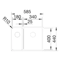 Blanco Claron 1.5 Bowl Undermount Satin Polish Stainless Steel Kitchen Sink & Waste - 585 x 440mm