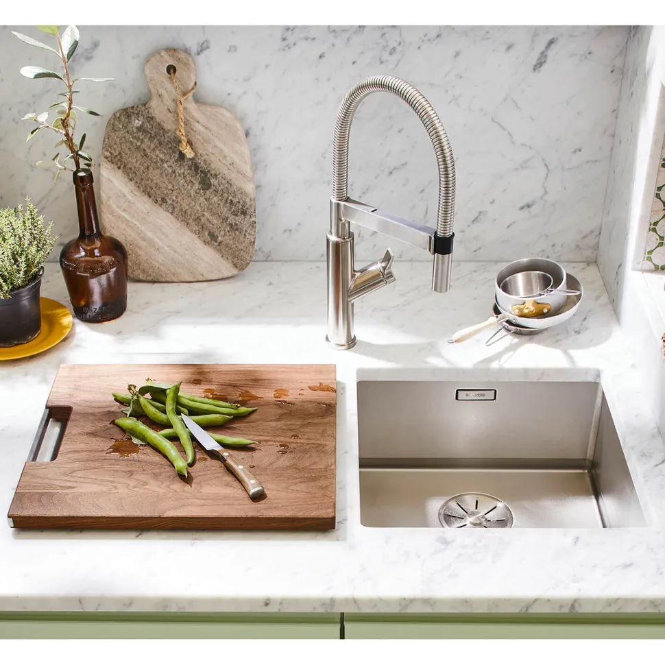 Blanco Claron 1 Bowl Undermount Satin Polish Stainless Steel Kitchen Sink & Waste - 440 x 440mm