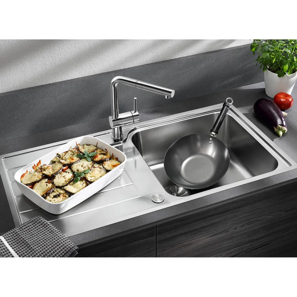 Blanco Classimo XL 6 S-IF 1 Bowl Brushed Stainless Steel Kitchen Sink & Waste with Reversible Drainer - 1000 x 500mm